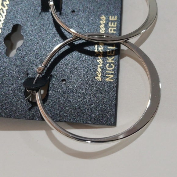 Elegant Silver Tone Hoop Design  Earrings -1.75-inch - Women's Fashion Jewelry - Picture 4 of 8